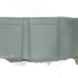 Christian Dior Dior Tri-fold Wallet Saddle Lotus S5652CTZQ M932 Grey Jacquard Canvas Compact Women's Christian