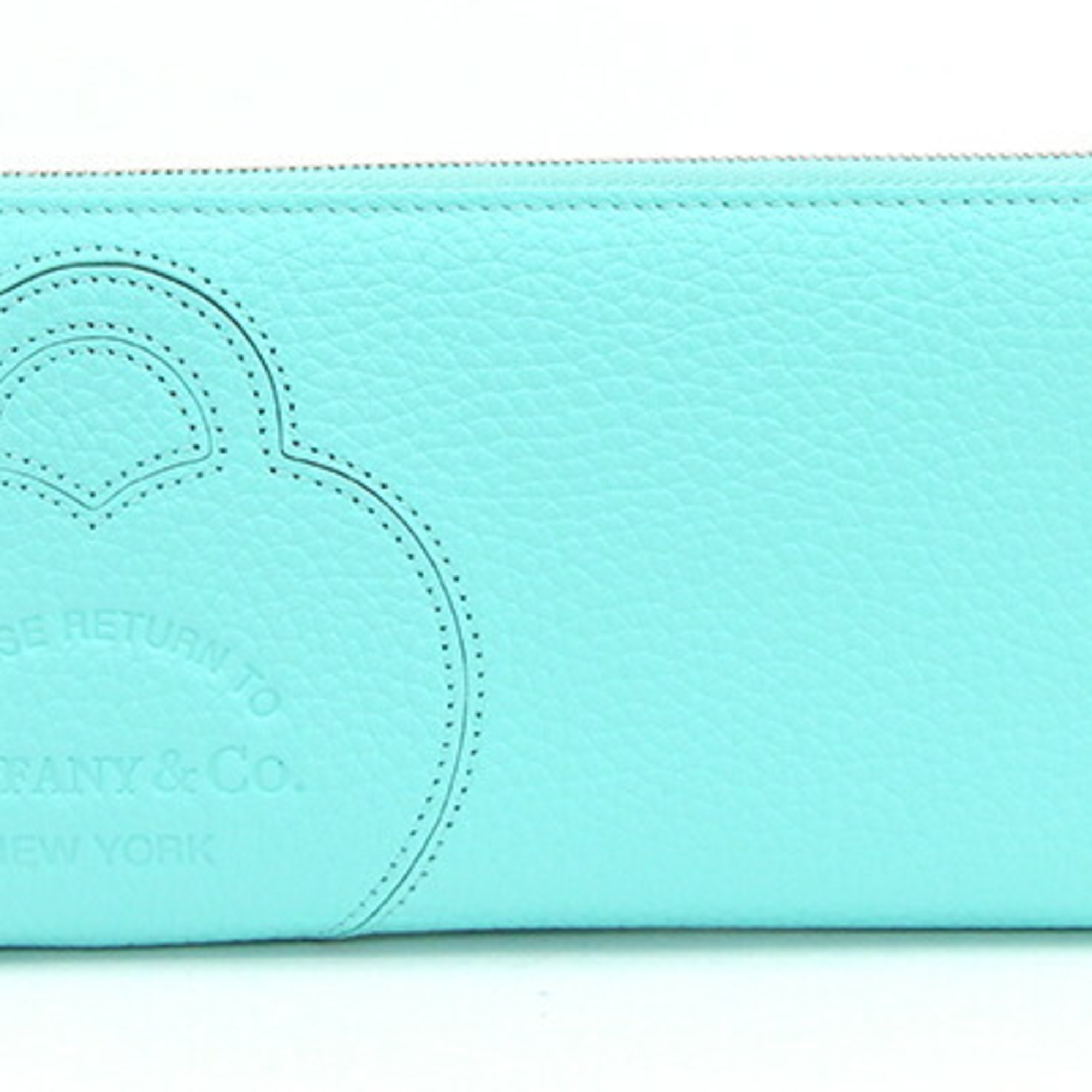 Tiffany round long wallet Online exclusive Return to zip and key ring set blue leather metal holder ladies TIFFANY & CO