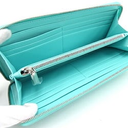 Tiffany round long wallet Online exclusive Return to zip and key ring set blue leather metal holder ladies TIFFANY & CO