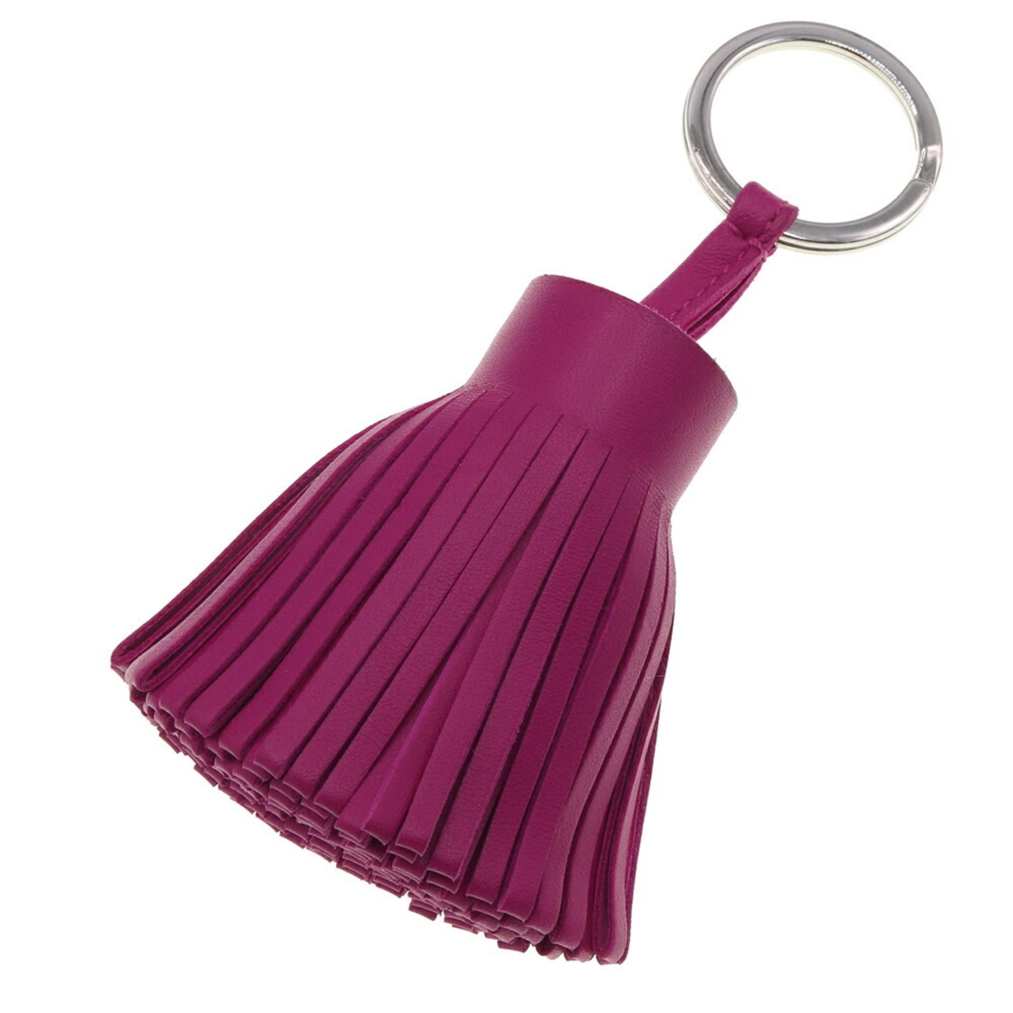 Hermes Key Ring Carmen Purple Leather Holder Bag Charm Tassel Women's HERMES