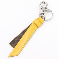 Fendi Keychain Zucca 7AP060 Yellow Leather Keyring FF Pattern Bag Charm Women's FENDI