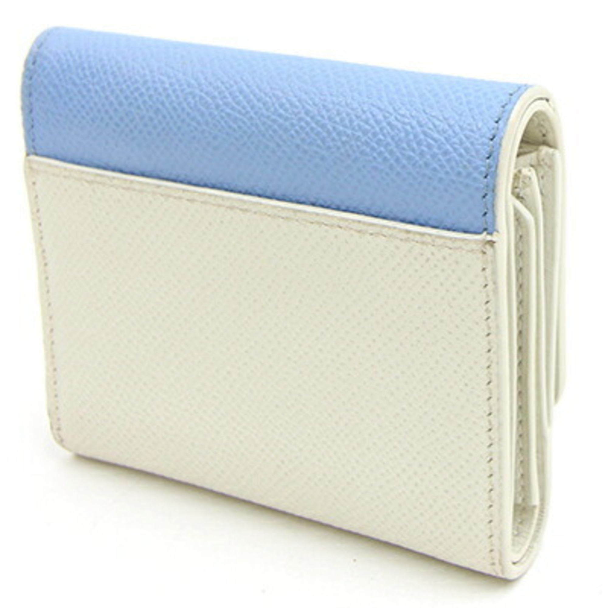 Christian Dior Dior Tri-fold Wallet Lotus S20570BAE Light Blue White Leather Compact CD Bicolor Women's DIOR