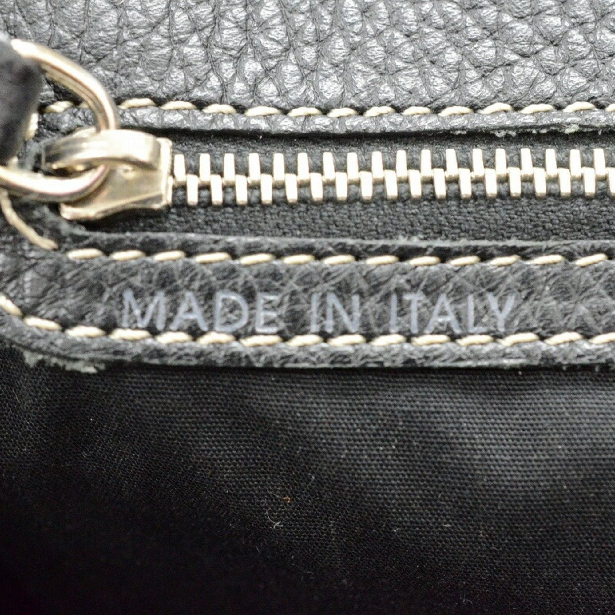 Tod's Leather Gileri Side Button Tote Bag Black JA-19008
