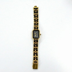 CHANEL Premiere M H0001 GP x Leather Black Dial Quartz Ladies Wristwatch JA-19054