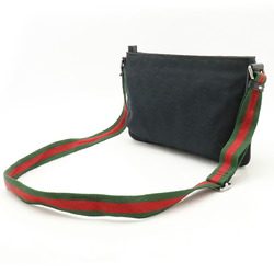 GUCCI Gucci GG Canvas Sherry Line Shoulder Bag Pochette Leather Black Green Red 189749