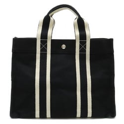 HERMES Bora PM Tote Bag Handbag Canvas Black White
