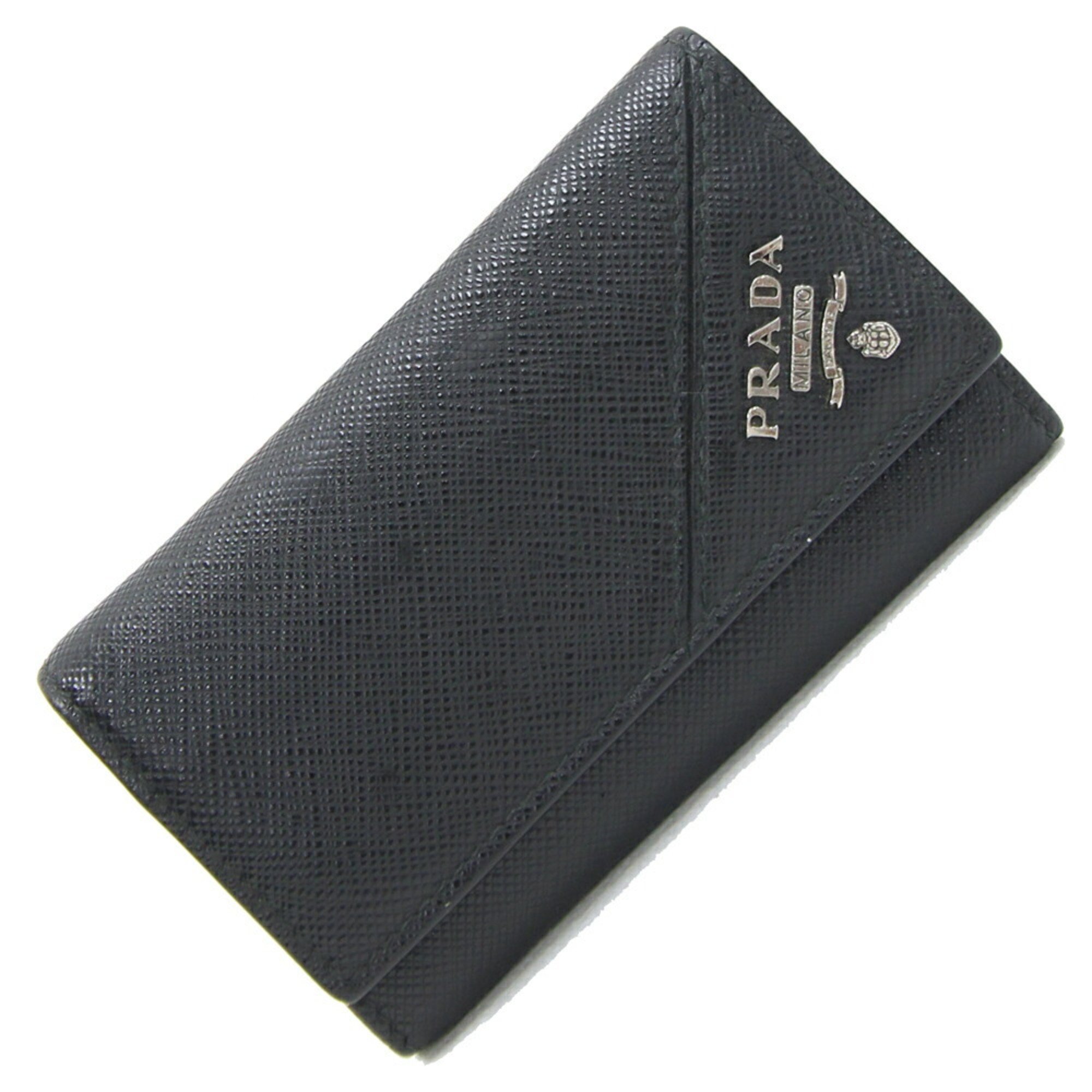 Prada 6-Key Case 2PG222 Black Leather Key Holder for Men and Women PRADA