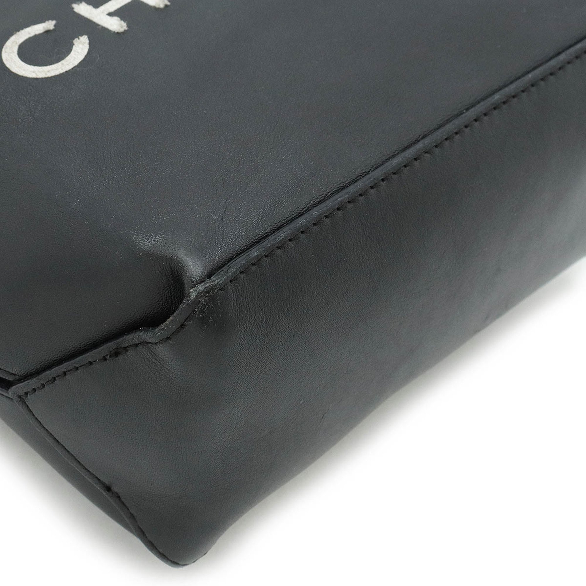 CHANEL Essential Tote PM Bag Leather Black White 6880