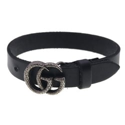Gucci Bracelet Double G Engraving 648702 Black Leather L Size Men's GUCCI