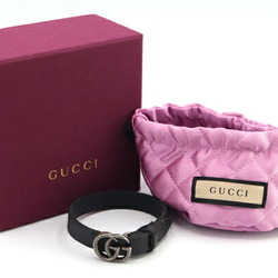 Gucci Bracelet Double G Engraving 648702 Black Leather L Size Men's GUCCI