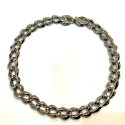 Yves Saint Laurent (YVES SAINT LAURENT) YSL Chain motif necklace and bracelet set, a long in one, silver color, KB-8428