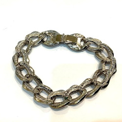 Yves Saint Laurent (YVES SAINT LAURENT) YSL Chain motif necklace and bracelet set, a long in one, silver color, KB-8428