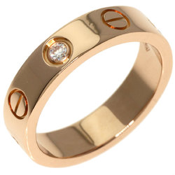 Cartier Love Ring 1P Diamond #45 K18 Pink Gold Women's