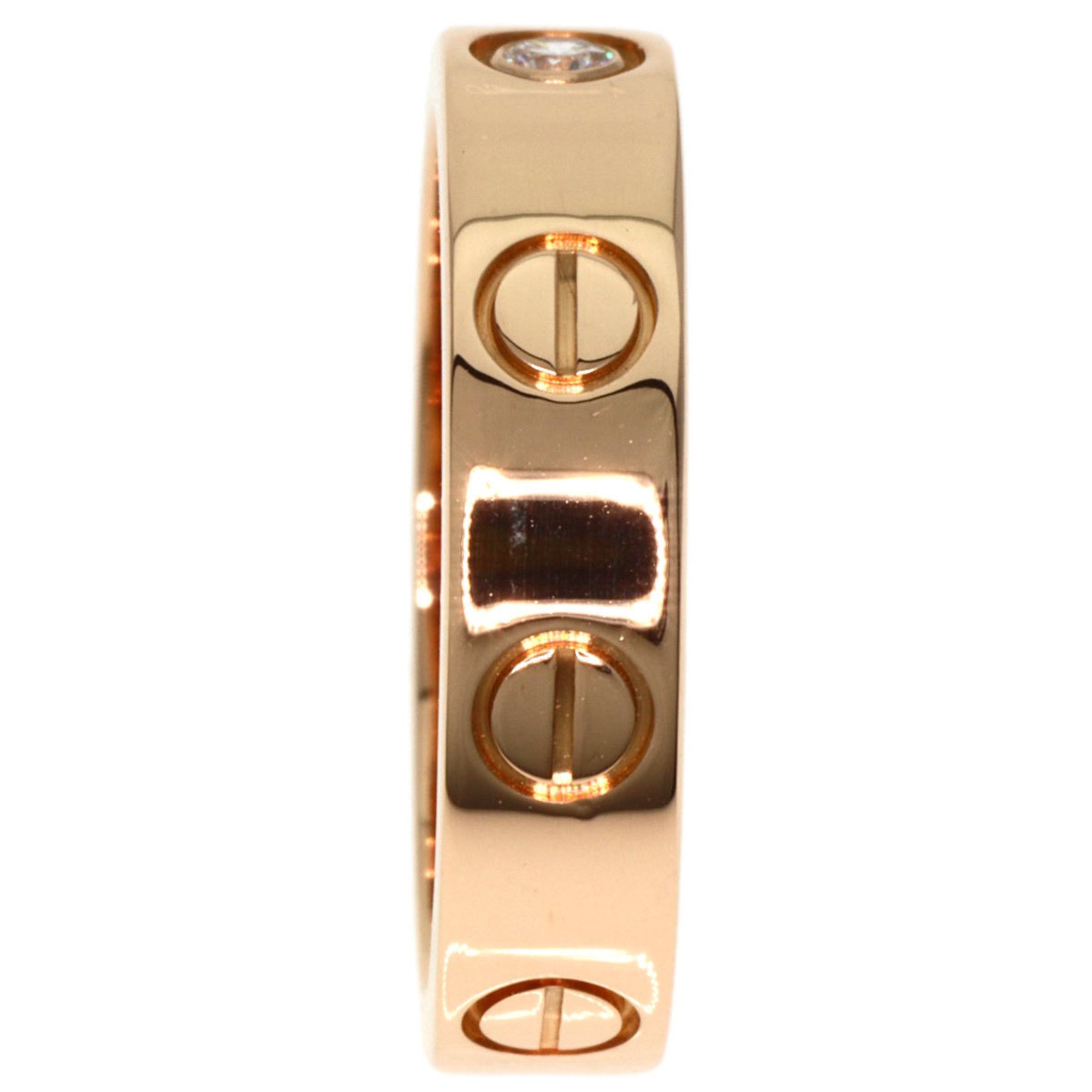 Cartier Love Ring 1P Diamond #45 K18 Pink Gold Women's
