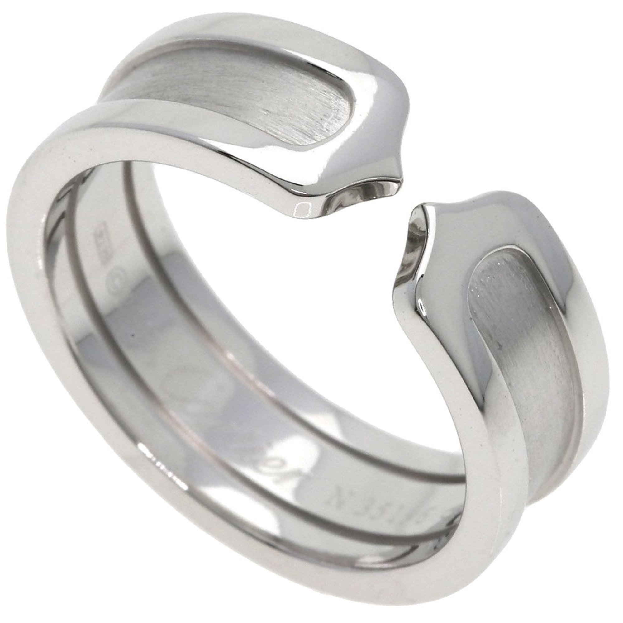 Cartier C2 Ring #54 Ring, K18 White Gold, Women's