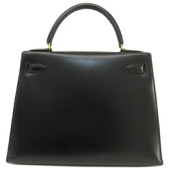 Hermes Kelly 28 Outer Stitching Black Box Calf Handbag for Women