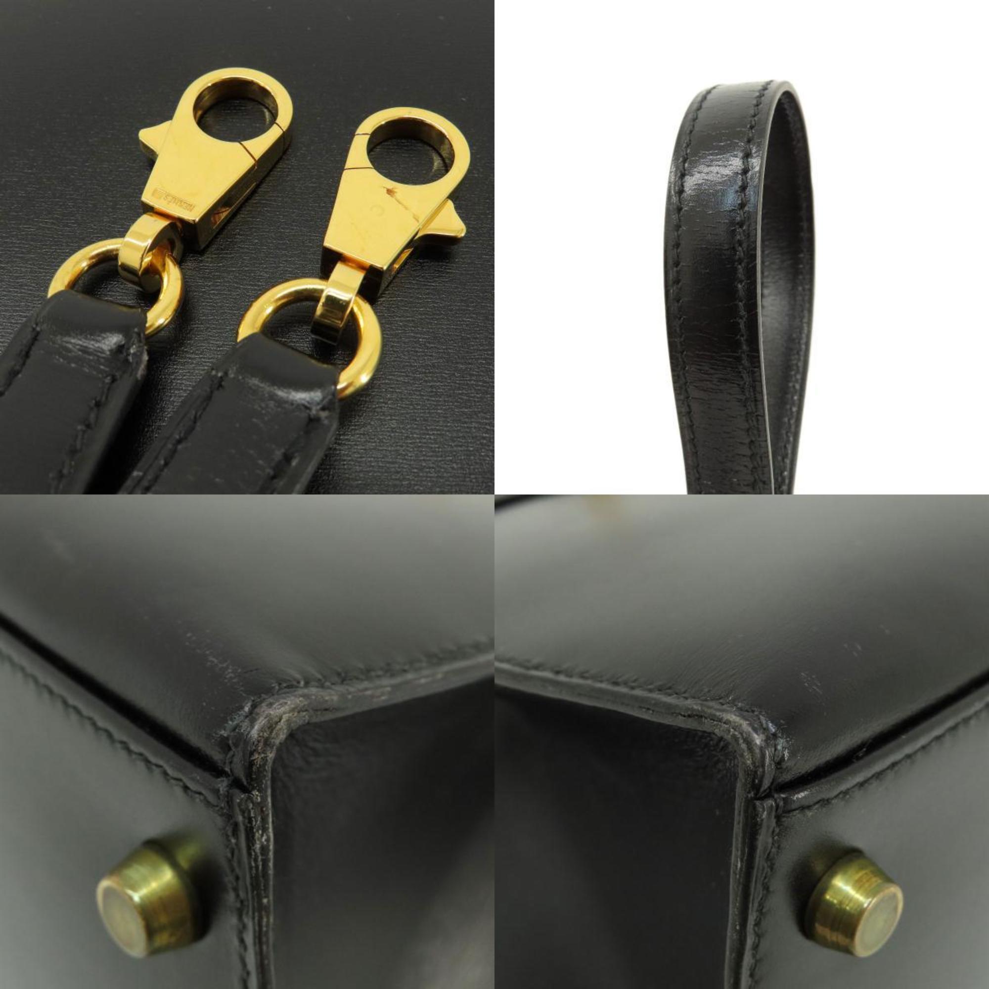 Hermes Kelly 28 Outer Stitching Black Box Calf Handbag for Women