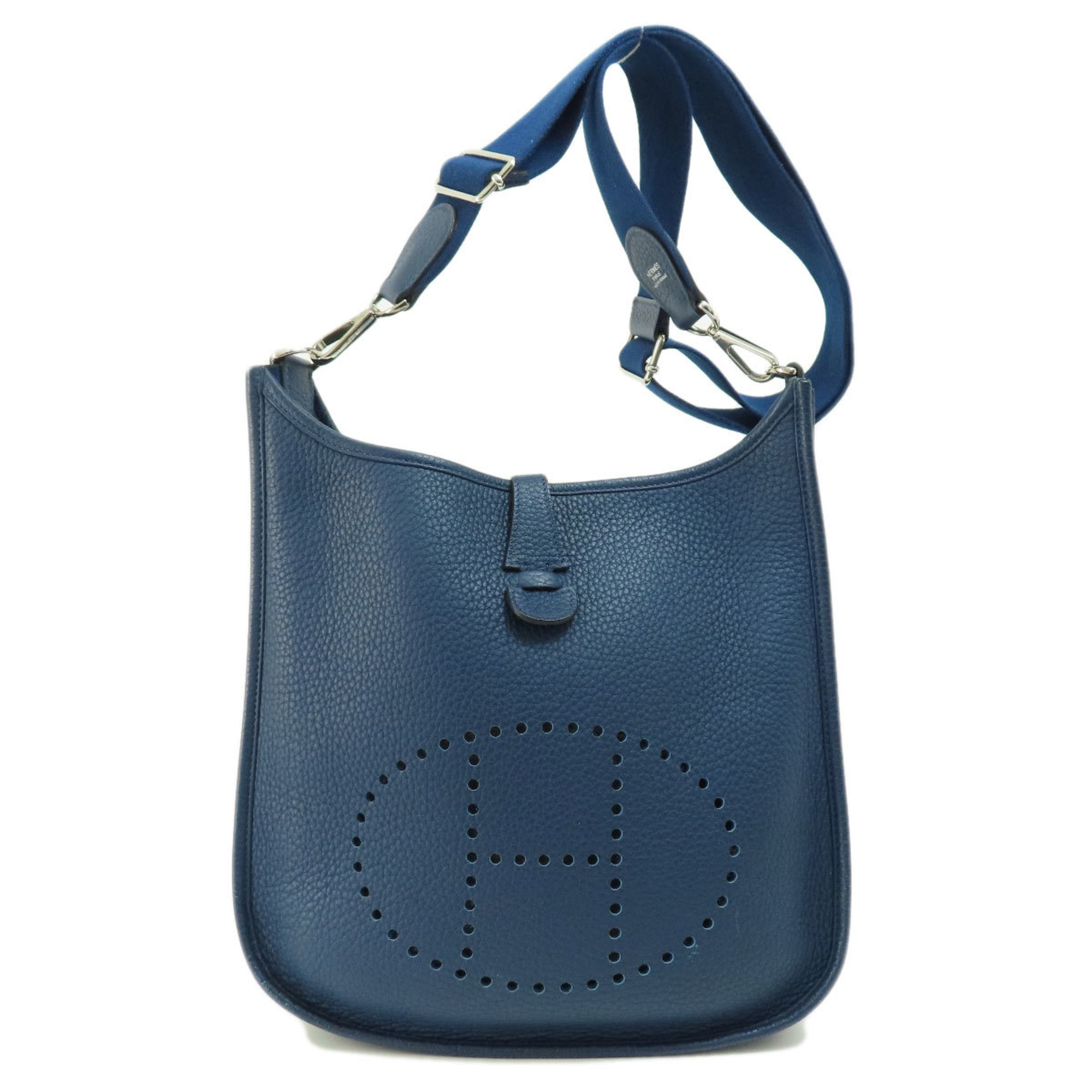 Hermes Evelyn 3 PM Navy Shoulder Bag Taurillon Women's