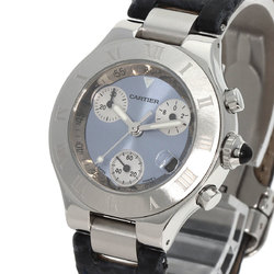 Cartier W1020013 Chronoscuff SM Watch Stainless Steel Leather Ladies