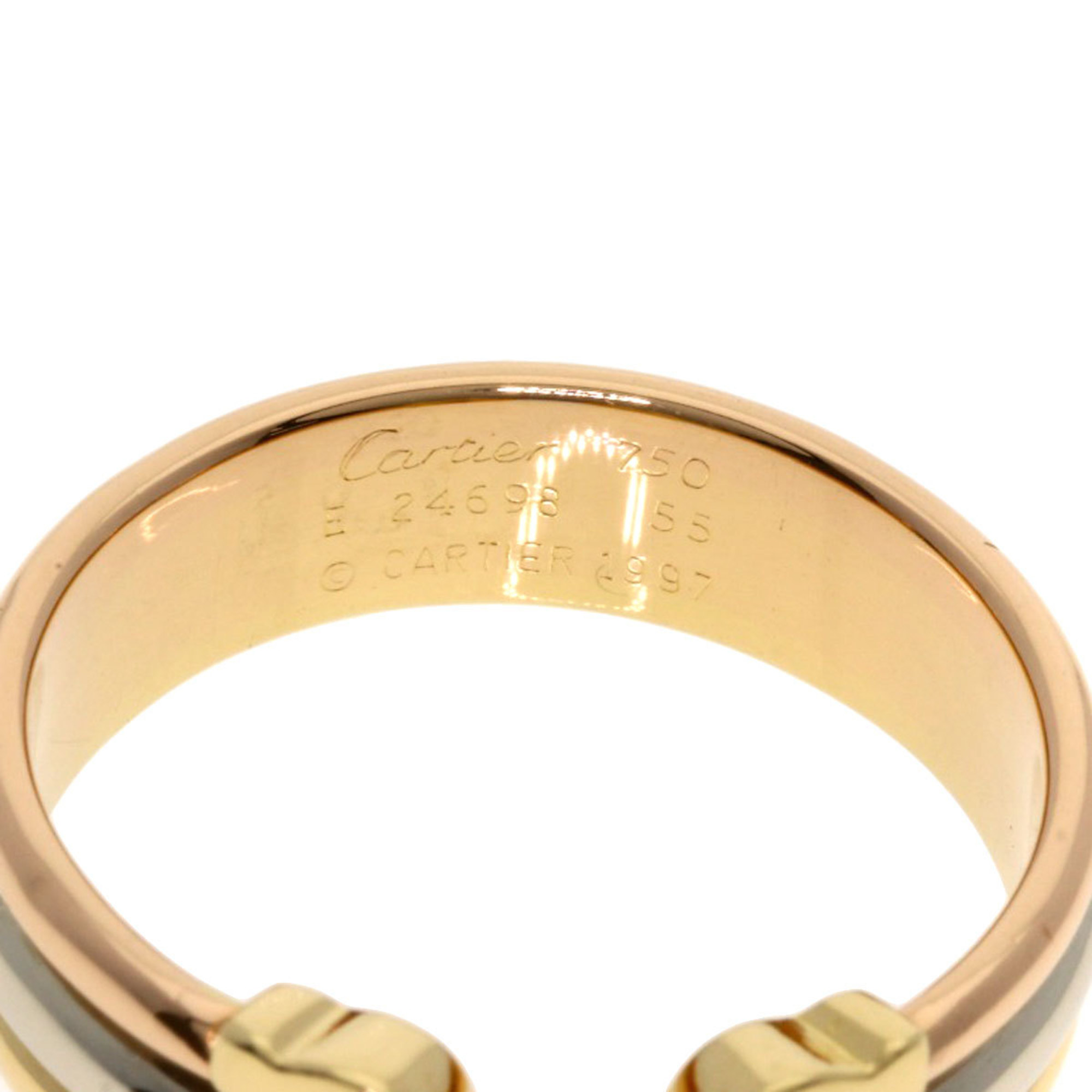 Cartier 2C Ring #55 Ring, K18 Yellow Gold, K18WG, K18PG, Women's