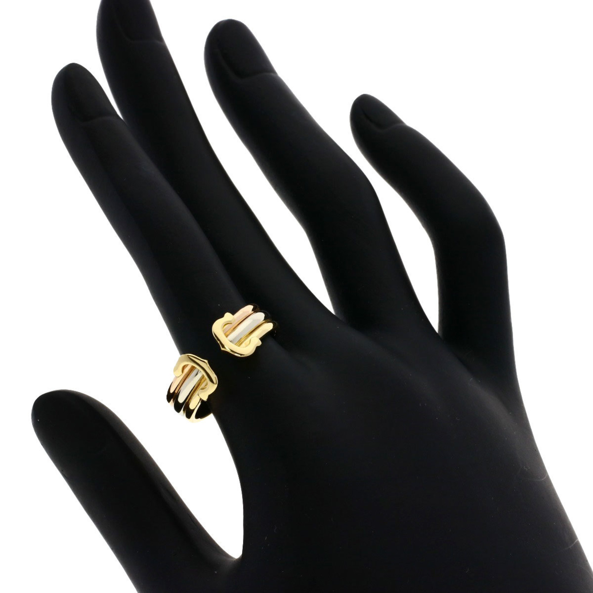 Cartier 2C Ring #55 Ring, K18 Yellow Gold, K18WG, K18PG, Women's