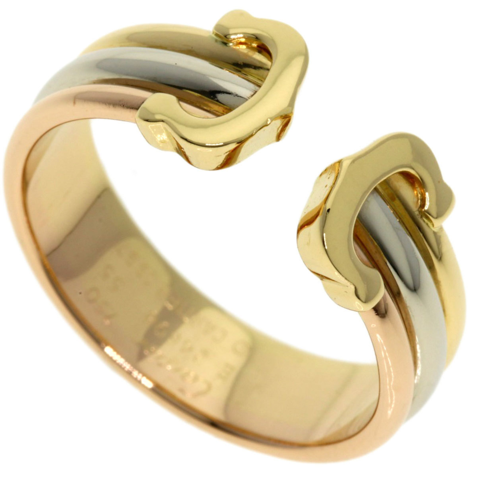 Cartier 2C Ring #55 Ring, K18 Yellow Gold, K18WG, K18PG, Women's