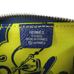Hermes Azap Silk In Compact Blue Saphir Wallet/Coin Case Epson Women's