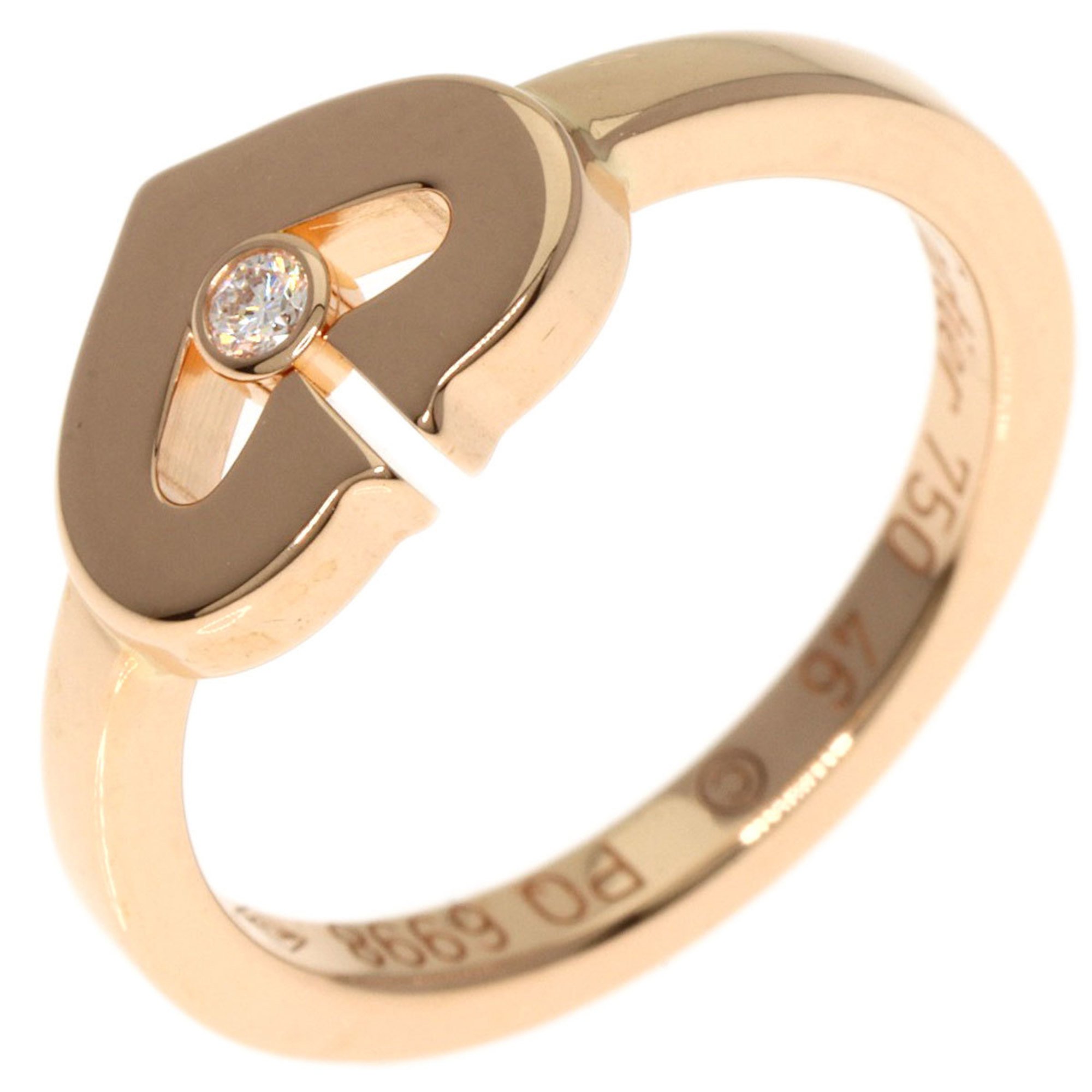 Cartier C Heart Diamond #46 Ring, K18 Pink Gold, Women's