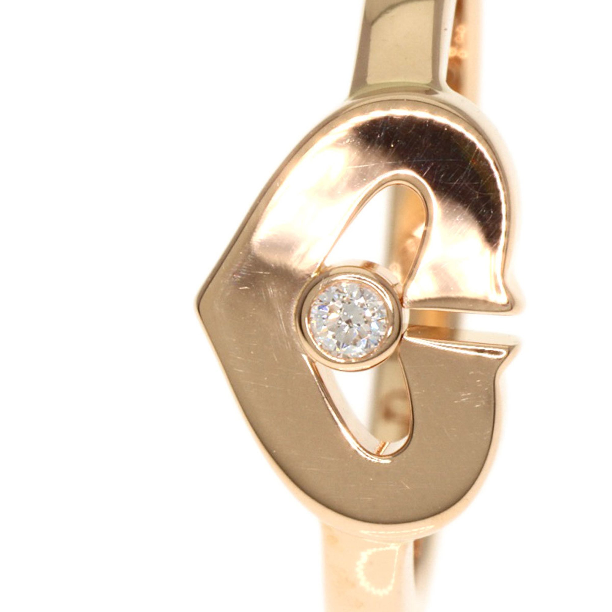 Cartier C Heart Diamond #46 Ring, K18 Pink Gold, Women's