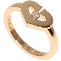 Cartier C Heart Diamond #46 Ring, K18 Pink Gold, Women's