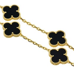 Van Cleef & Arpels Alhambra 20P Onyx Necklace K18 Yellow Gold for Women