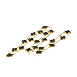 Van Cleef & Arpels Alhambra 20P Onyx Necklace K18 Yellow Gold for Women