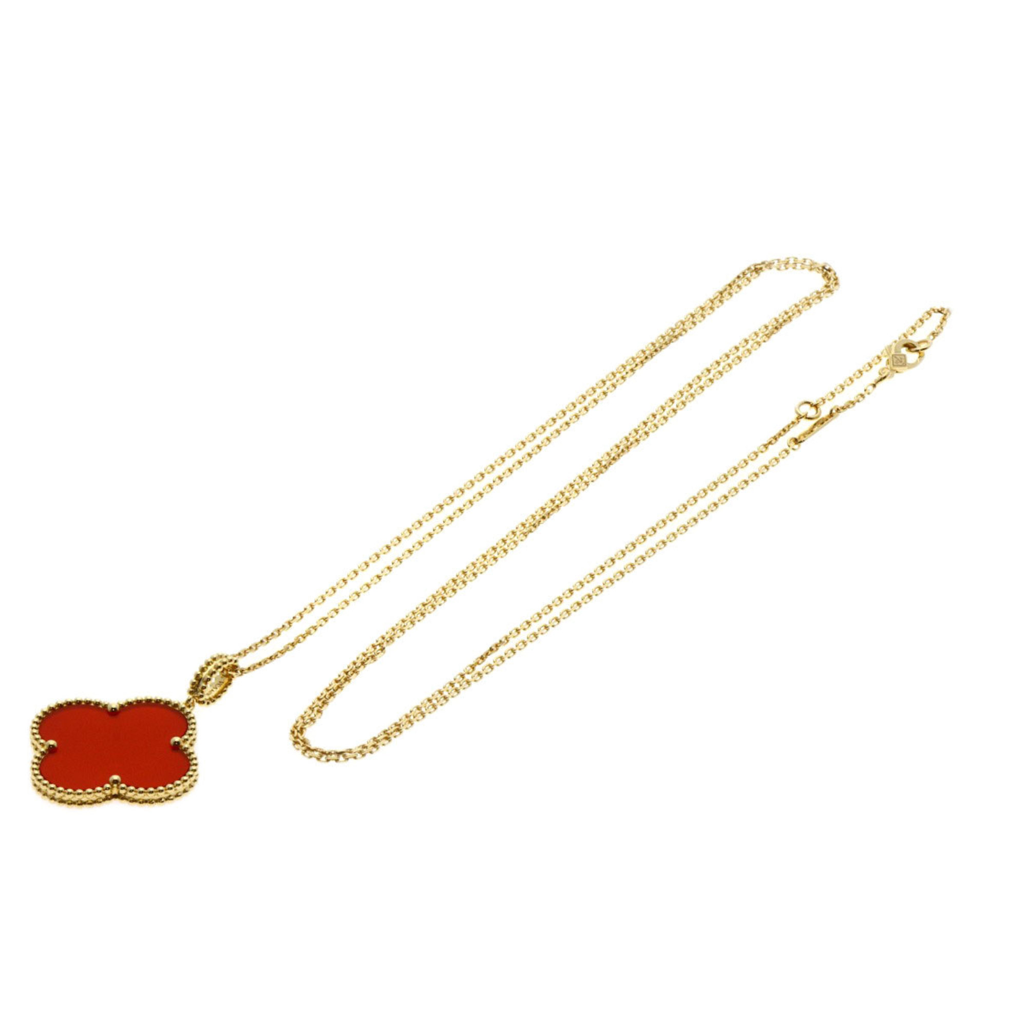 Van Cleef & Arpels Magic Alhambra Carnelian Long Necklace K18 Yellow Gold Women's