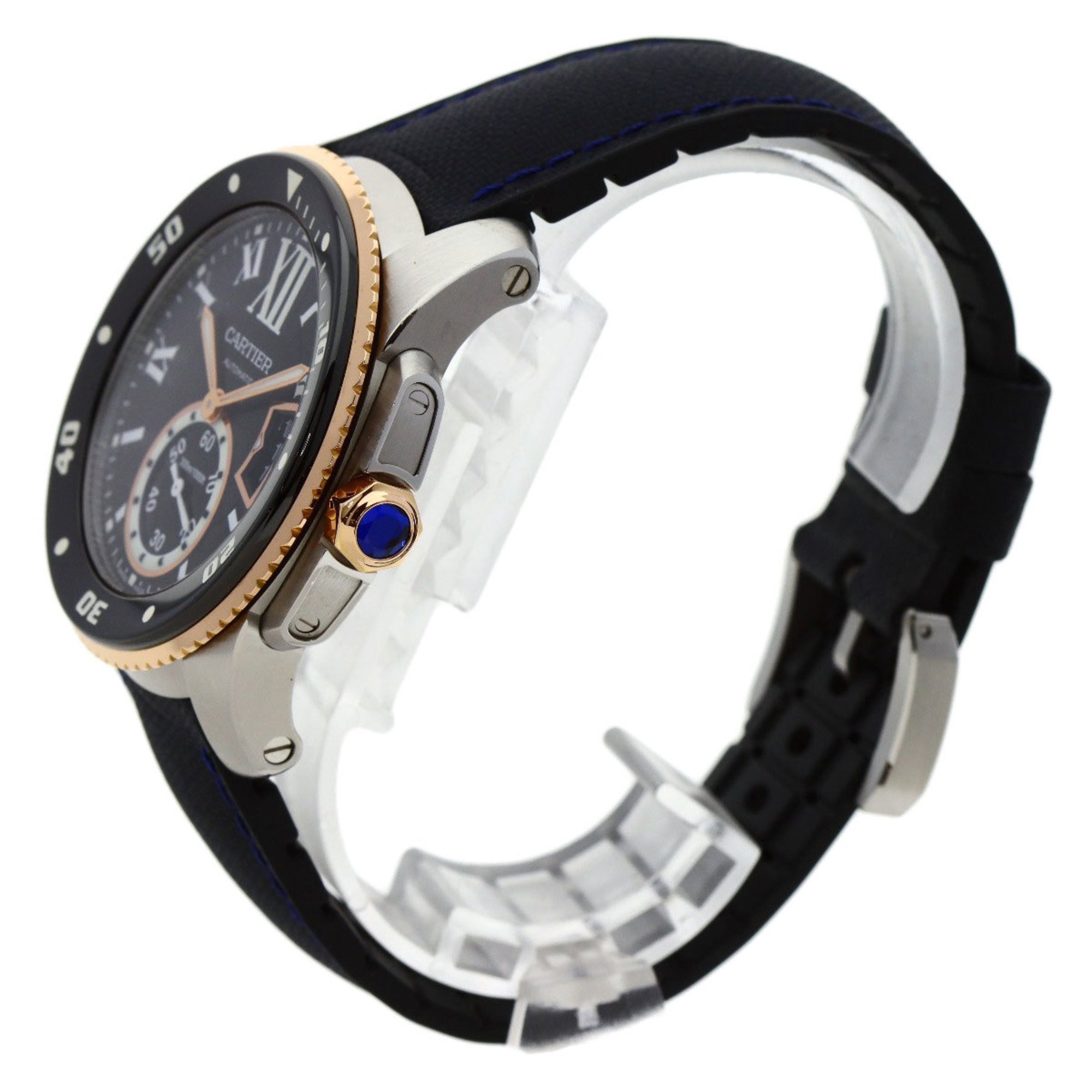 Cartier W7100055 Calibre de Diver Date Watch Stainless Steel Rubber K18PG Men's