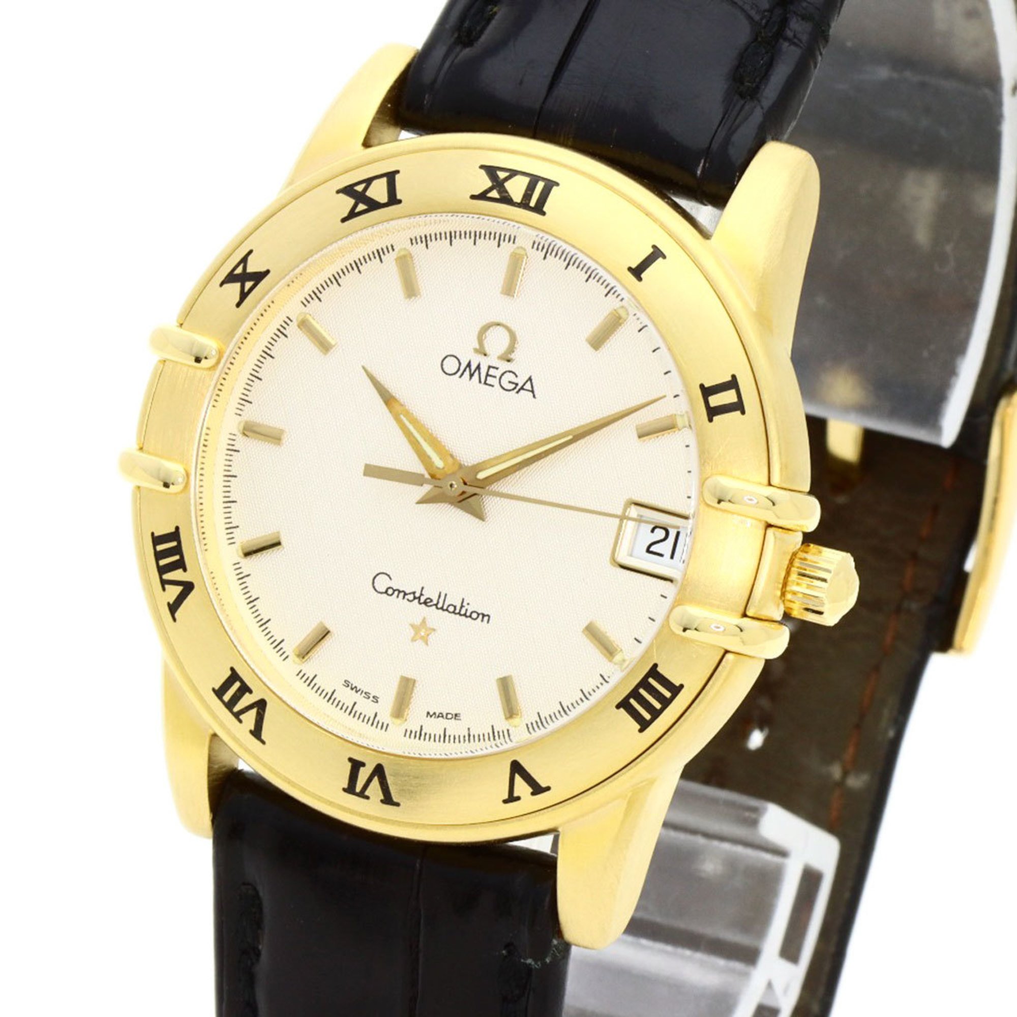Omega 1612.10 Constellation Watch, 18K Yellow Gold, Leather, Men's