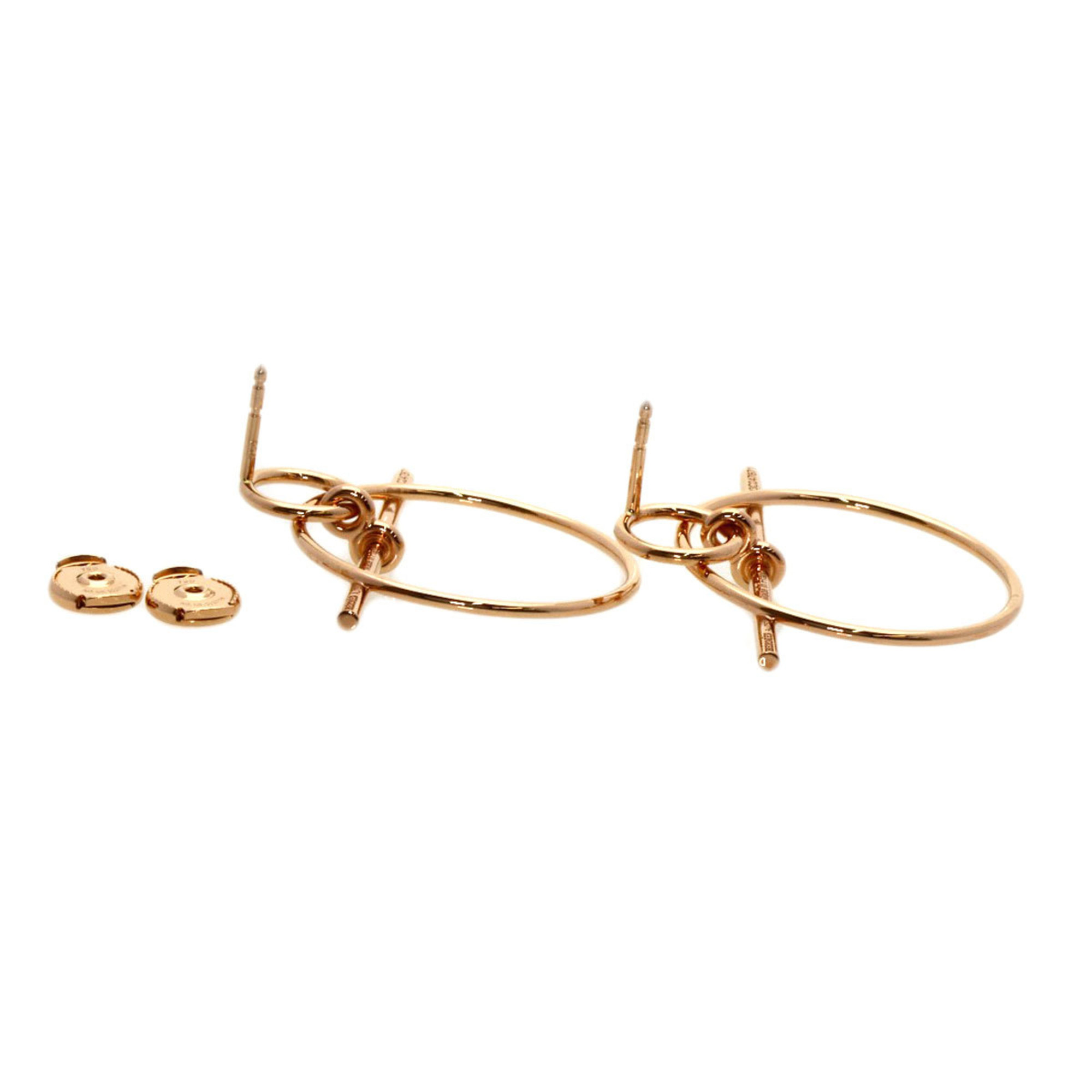 Hermes Echappe Earrings K18 Pink Gold for Women