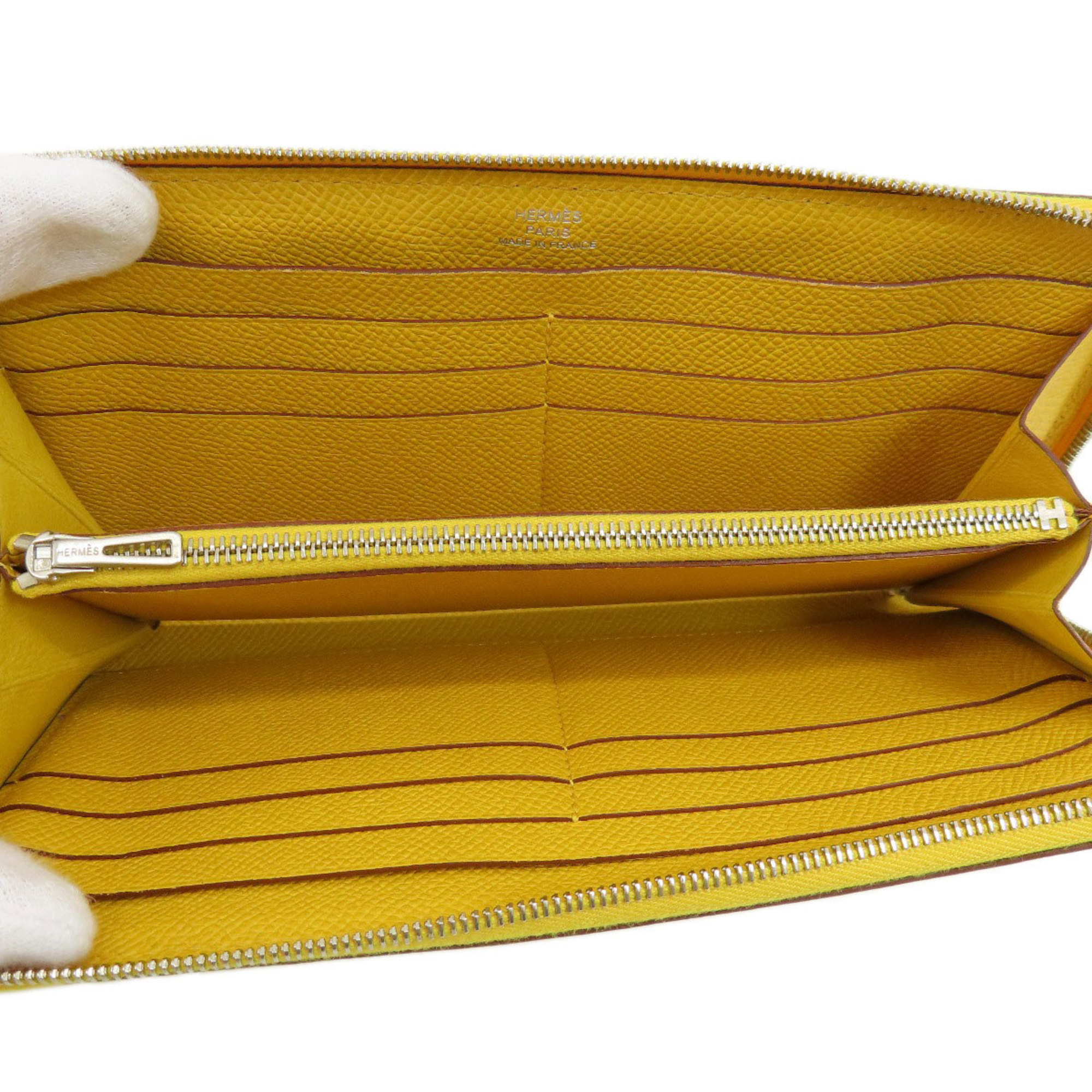 Hermes Azap Silk In Long Yellow Wallet Epson Women's