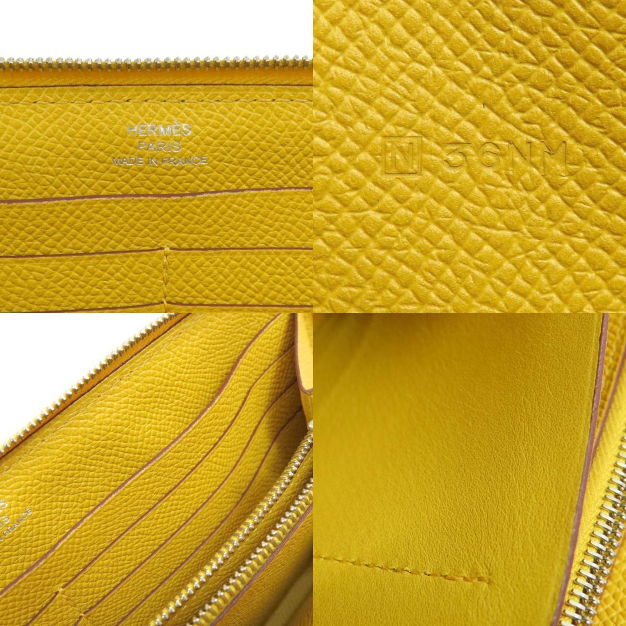 Hermes Azap Silk In Long Yellow Wallet Epson Women's