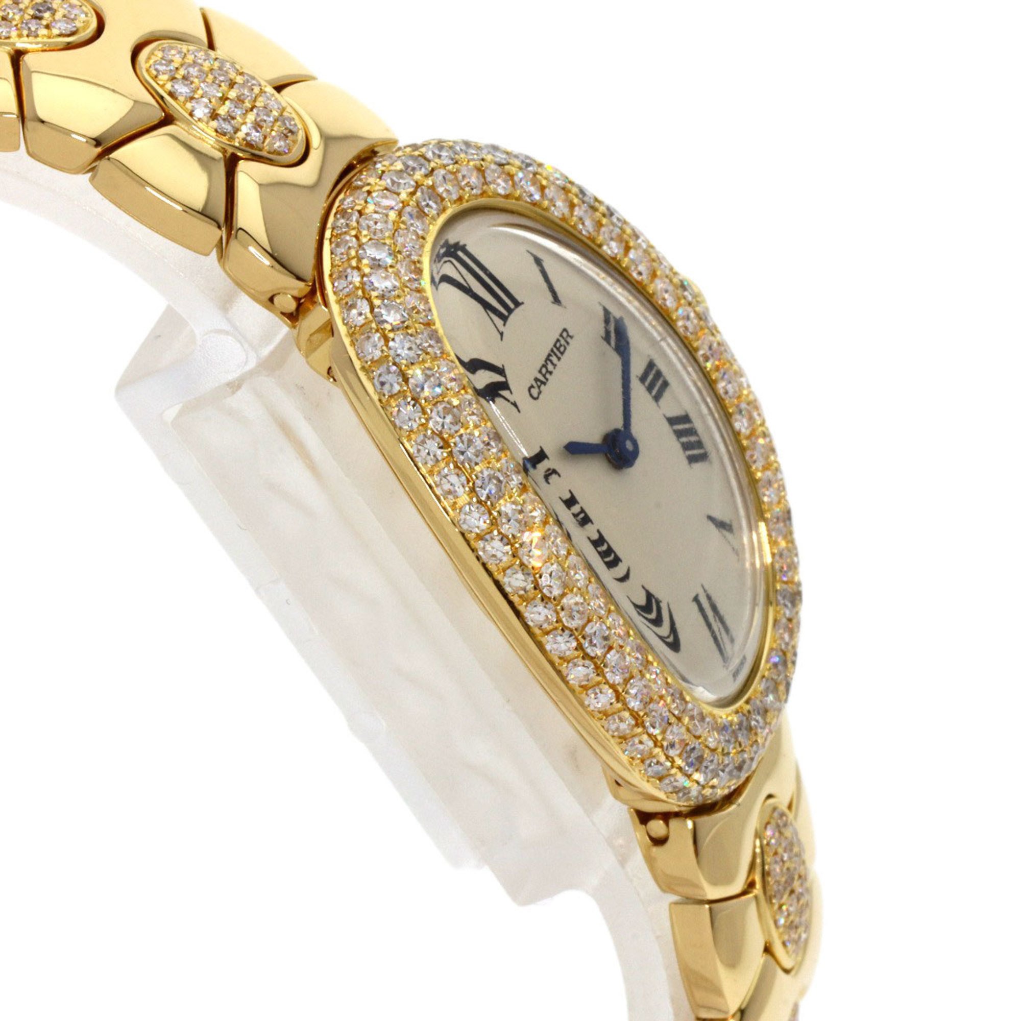 Cartier 1920 Baignoire SM Diamond Manufacturer Complete (2023.10) Wristwatch K18 Yellow Gold K18YGxDiamond Ladies