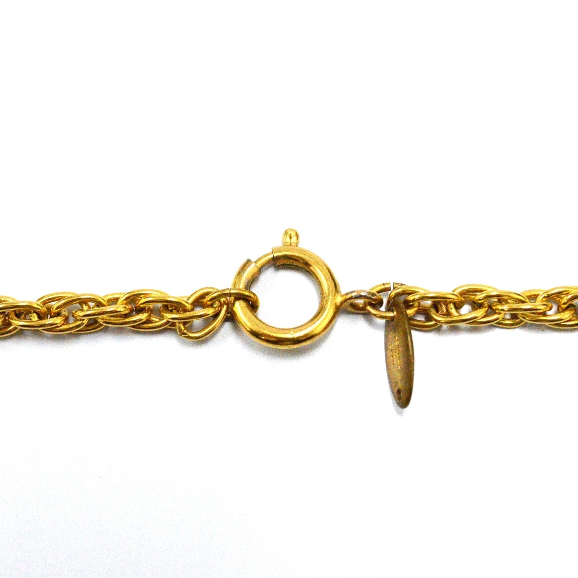 CHANEL Long Necklace 1985 Coco Mark Old Gold Plated JA-19097