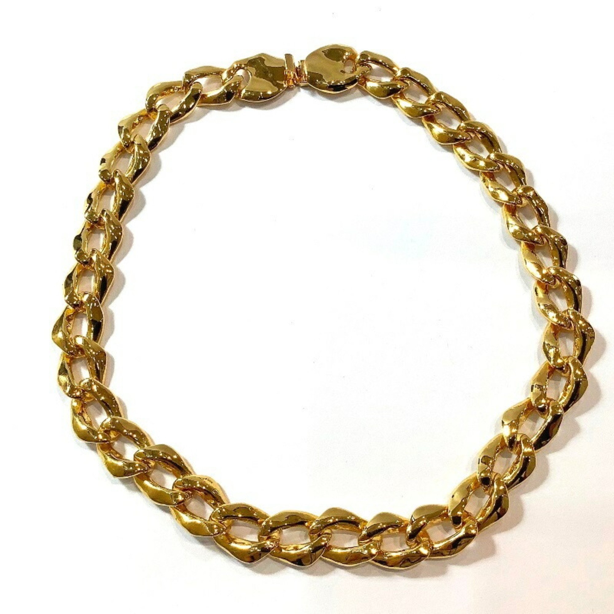 Yves Saint Laurent (YVES SAINT LAURENT) YSL Chain motif necklace and bracelet set, in one long necklace, gold color, KB-8427