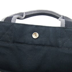Hermes Handbag Foult Tote MM Black Cotton Canvas Men's Women's Bag HERMES