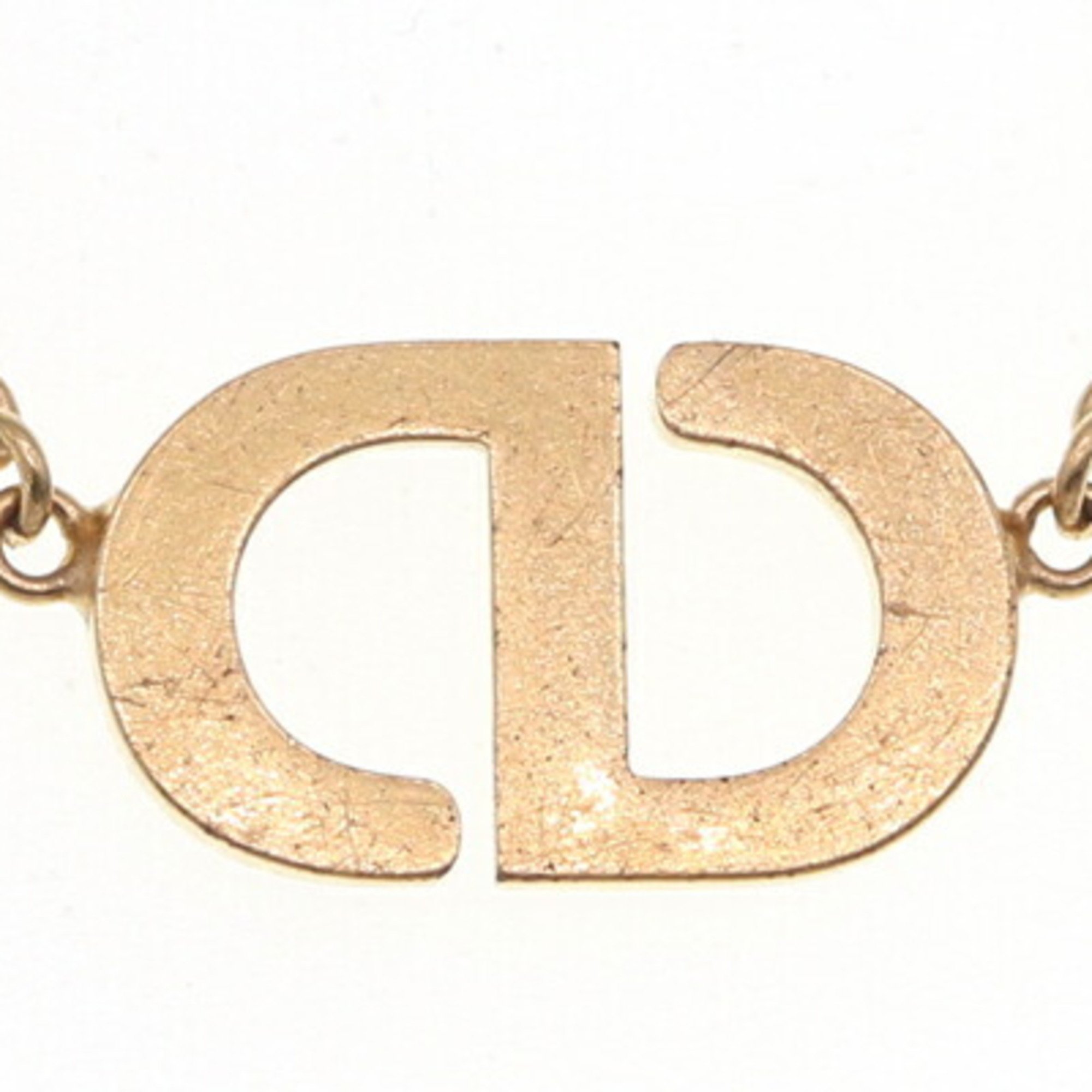 Christian Dior Dior Necklace PETIT CD N2241WOMCY Gold Metal Rhinestone Women's Petit Christian