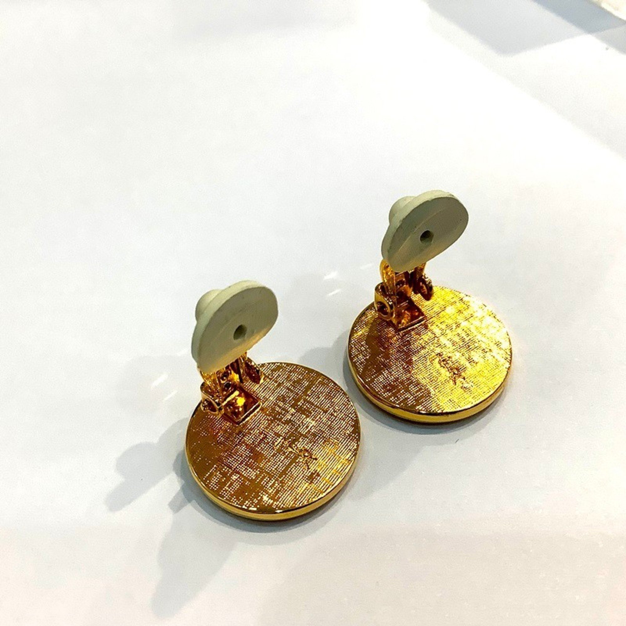 Yves Saint Laurent (YVES SAINT LAURENT) YSL Circle Necklace & Earrings Set Button Handkerchief Gold Color KB-8429
