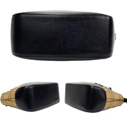 BURBERRY Shadow Horse engraved Nova check leather tote bag handbag black 33996