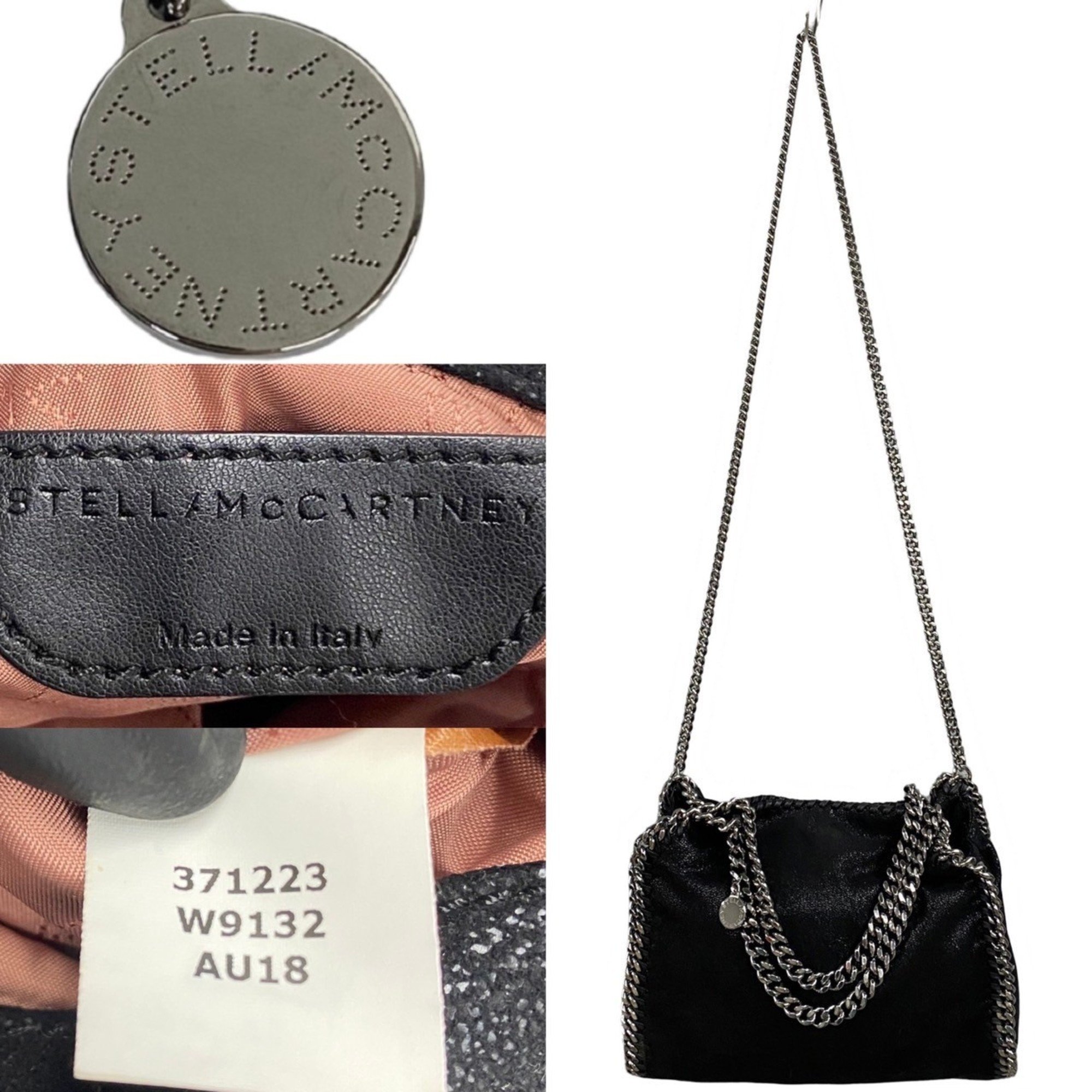 Stella McCartney Falabella Leather Chain 2way Handbag Shoulder Bag Black 72366