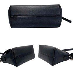 FENDI By the Way Small FF Pattern Leather 2way Shoulder Bag Handbag Black 71477