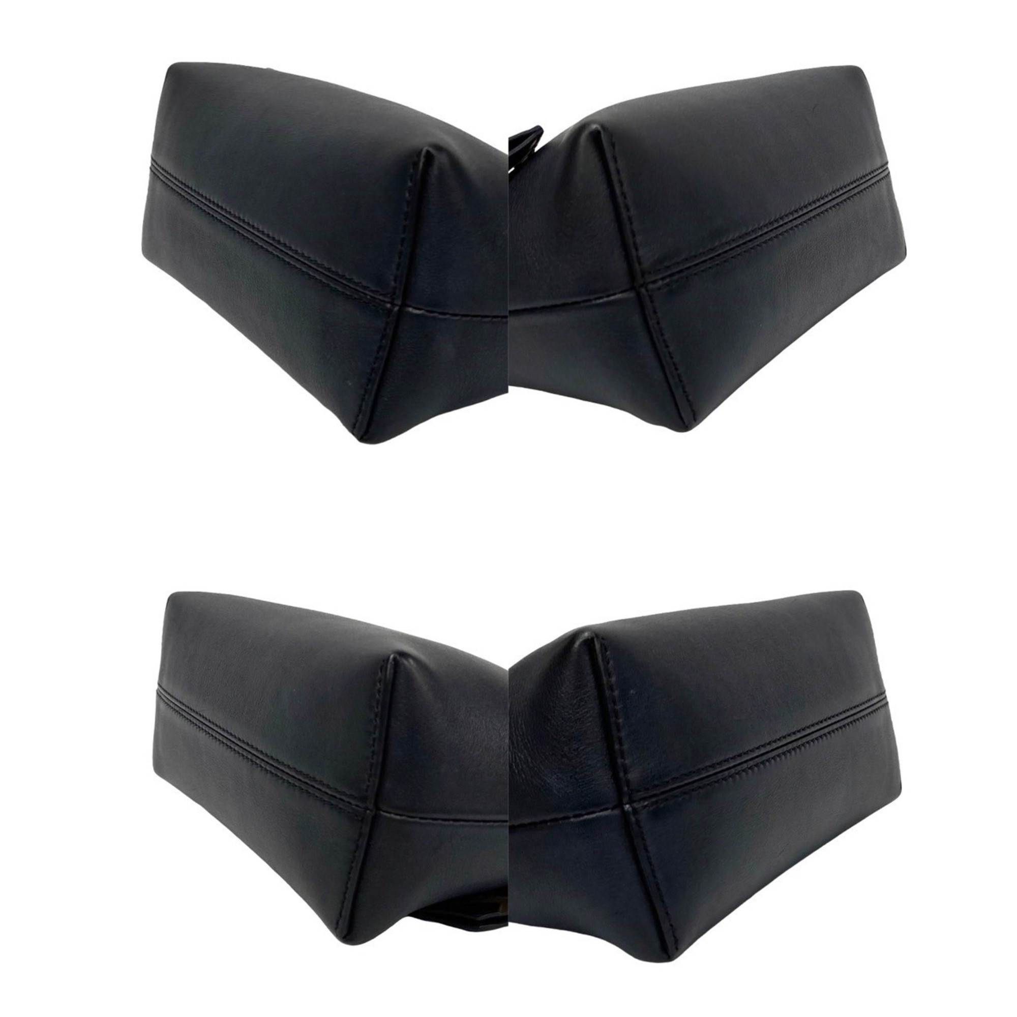 FENDI By the Way Small FF Pattern Leather 2way Shoulder Bag Handbag Black 71477