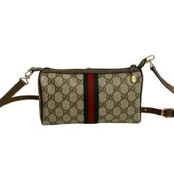 GUCCI Old Gucci Sherry Line GG Hardware Leather Shoulder Bag Pochette Brown 604-7