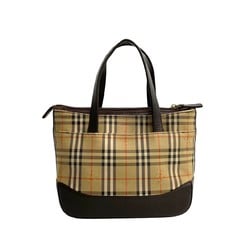 BURBERRY Nova Check Canvas Leather Handbag Tote Bag Brown 17750